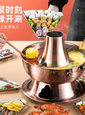 老京铜火锅铜YXHG001老式紫铜火锅家用打边炉涮羊肉烧碳木炭锅彷