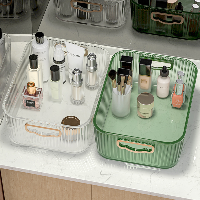 化妆品收纳盒桌面梳妆台护肤品口红面膜透明亚克力杂物收纳筐盒子