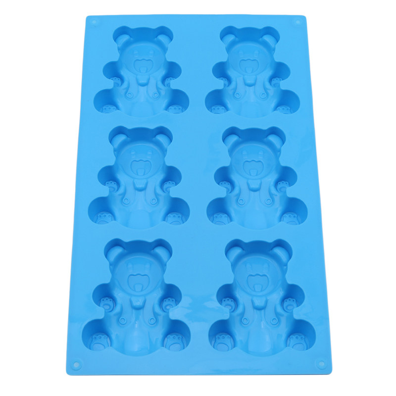 6 Holes 3D Lovely Bear Form Cake Mold Silicone Mold Baking T
