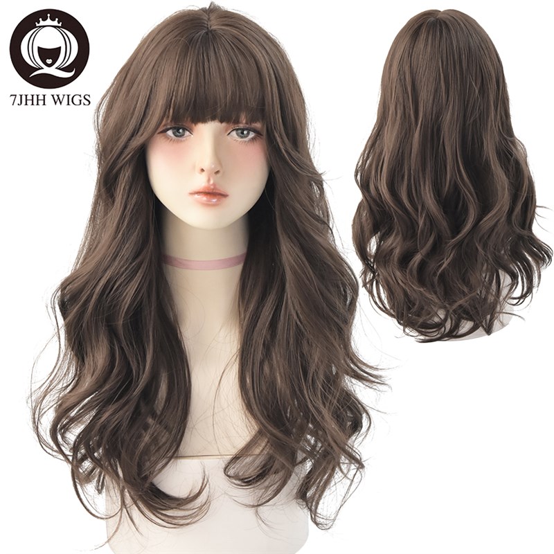Long Hair With Bangs Synthetic Wigs Women Heat Resistant Wig
