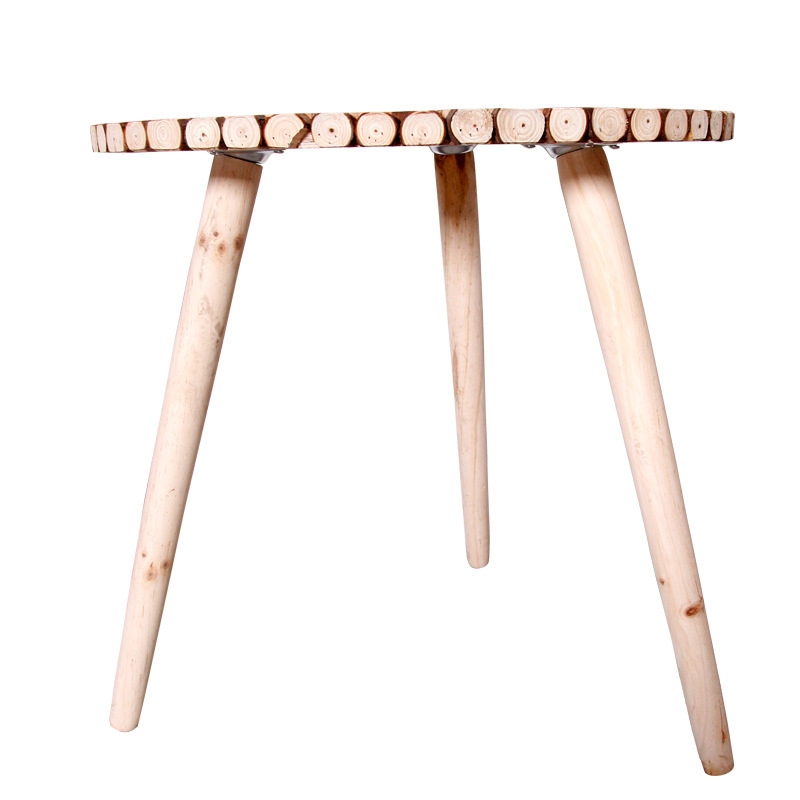 1木桩拼接茶几客厅装饰摆件创意北欧三角小边桌会所样板间软装