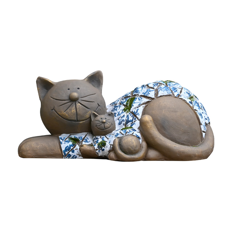 花园庭院创意阳台露台布置卡通可爱小猫花盆摆件户外仿真动物装饰