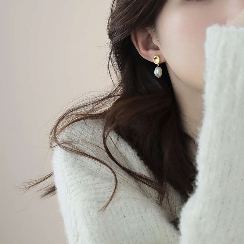 srrmhynS925银针小众设计感耳钉珍珠耳环耳夹仙女耳坠高级感耳饰