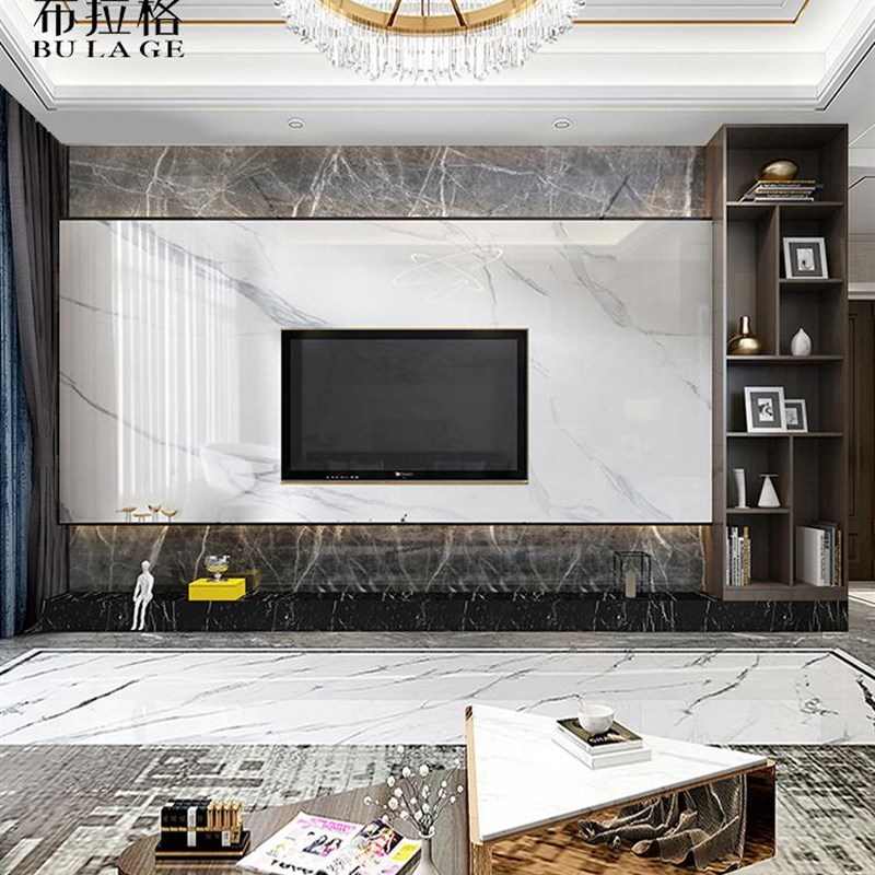 背景墙岩悬空微晶石大理石瓷砖现代装饰柜板2020简约电视墙影视墙