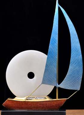 一帆风顺帆船平安扣摆件招财家居客厅玄关装饰工艺品店铺开业礼品