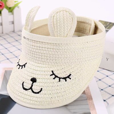 极速New Rabbit Hat Childen Hat Summer Straw Folding Visor Ki