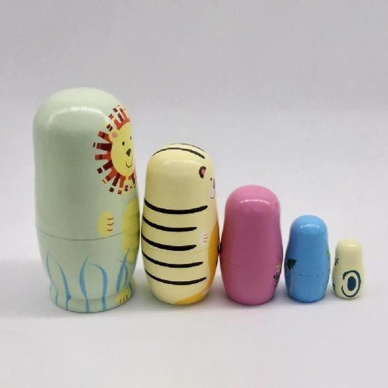 极速5Pcs/Set Animal Lion Pig Monkey Russian Nesting Dolls