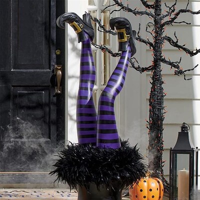 极速2022 New Halloween Evil Witch Legs Props Upside Down Wiz