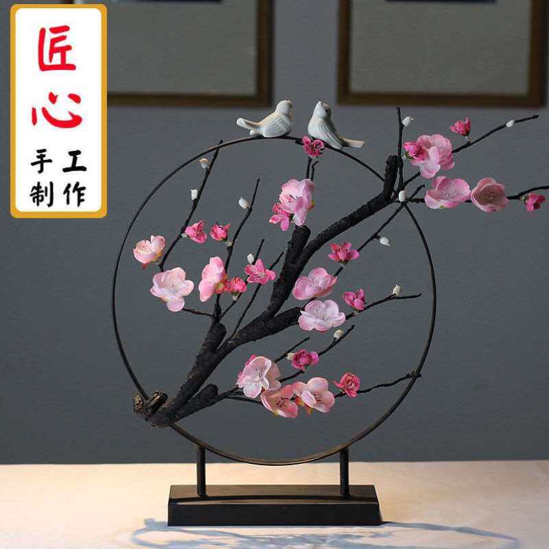 极速新中式梅花创意摆件客厅电视酒柜现代家居软装饰品博古架玄关