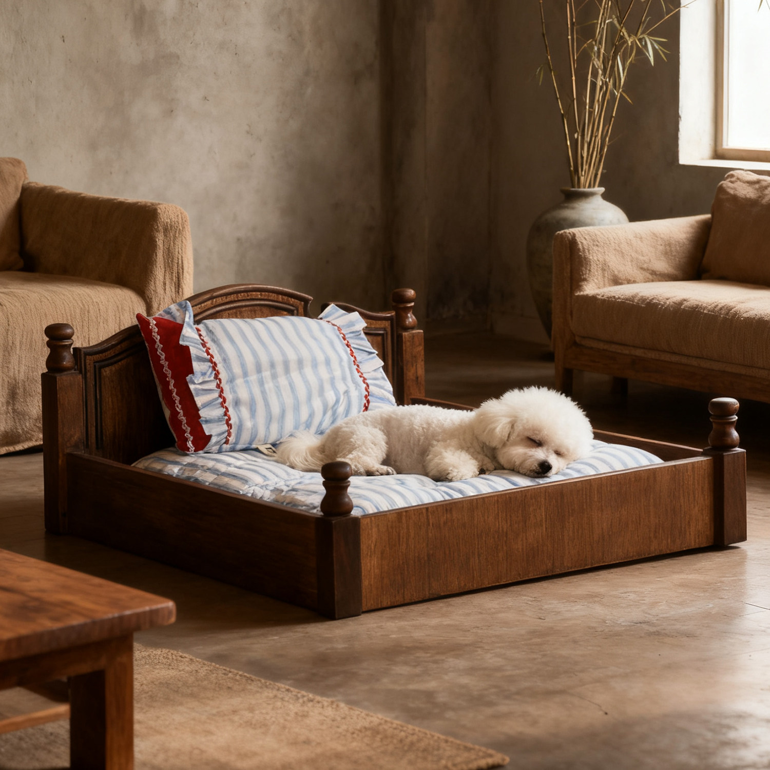 美式复古实木猫窝狗狗床宠物睡觉