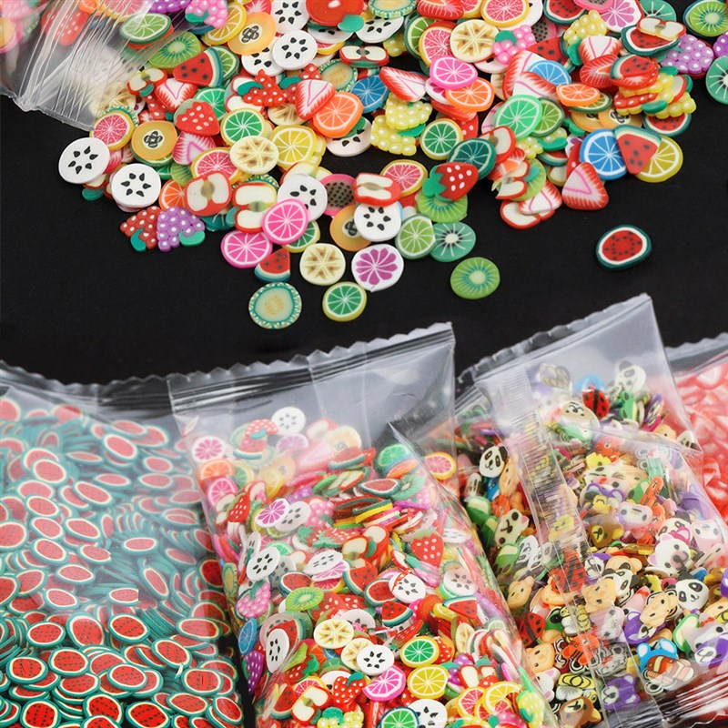 新品1000-3000pcs Mix Fruit Soft Clay Slime Animal Flower Sli