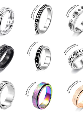 Anxiety Ring For Women Men Moon Fidgets Rings 2022 nd Punk R