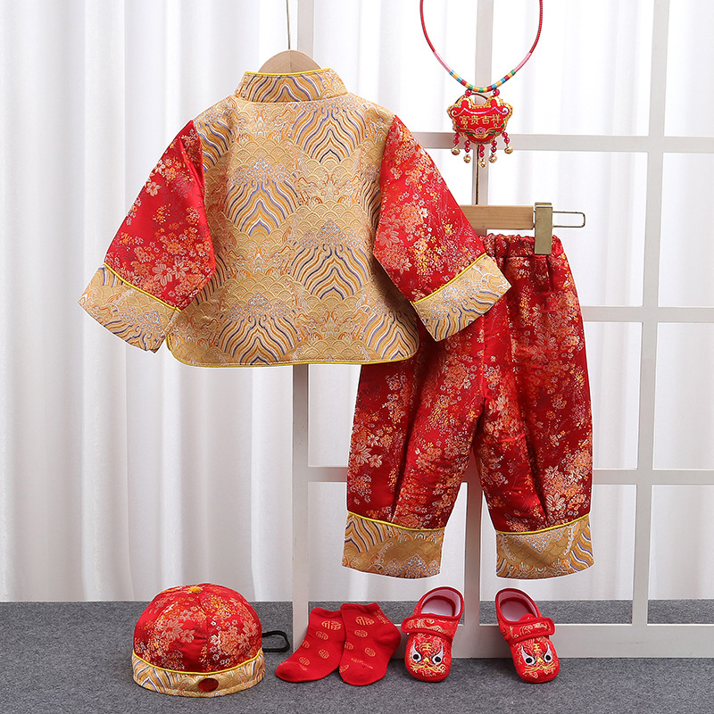 一周岁礼服男女宝宝中式婴幼儿抓周服春秋生日宴复古喜庆唐装套装