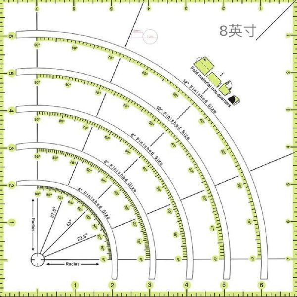 Multifunctional Patchwork Cloth Quilting Ruler Arcs and Fan