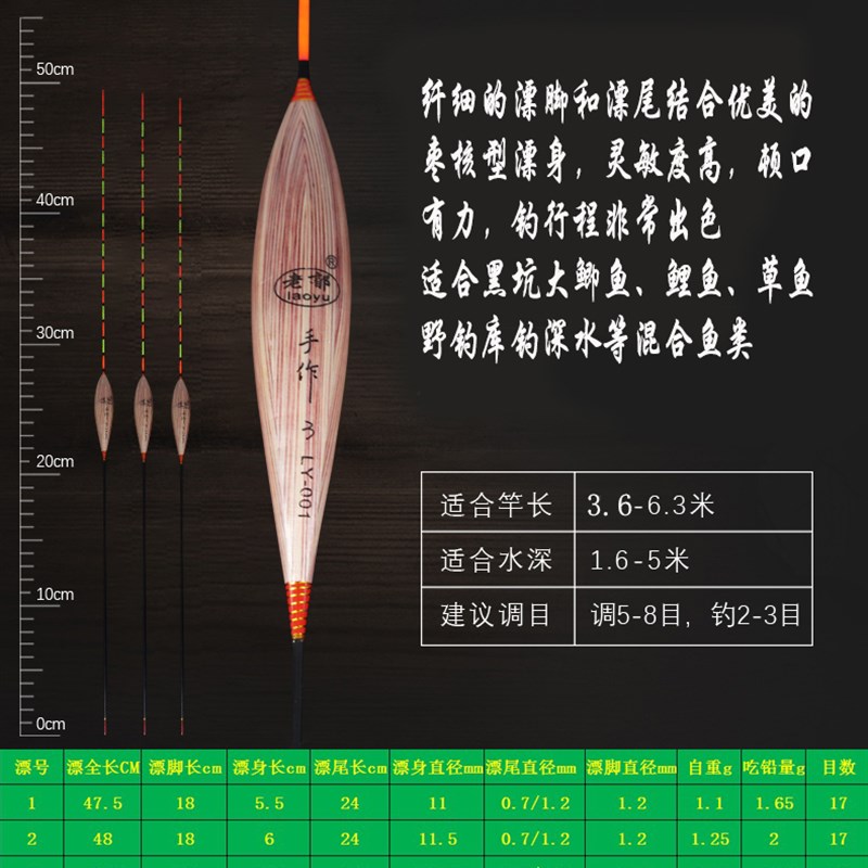 芦苇浮漂鲫鱼鲤鱼黑坑野钓垂钓鱼漂手工行程高灵敏深水长身枣核漂