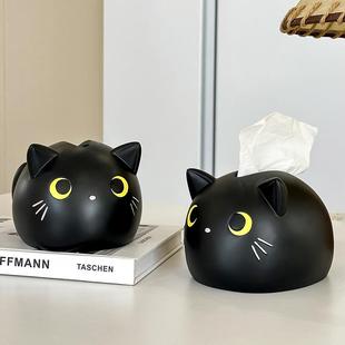饰品摆件 可爱猫咪纸巾盒家用客厅桌面抽纸盒轻奢高级感家用创意装