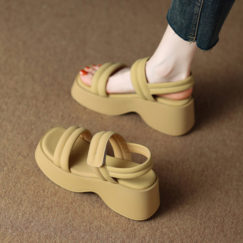 Cmr Diaz罗马厚底凉鞋女2024年夏季外穿软底增高小个子沙滩松糕鞋