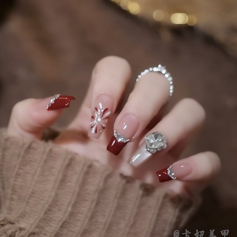 手工定制穿戴美甲中长款新年战甲红色烟花气质婚甲新娘孕妇拆卸甲,彩妆/香水/美妆工具,穿戴甲/甲片,淘宝优惠券,粉丝福利购,淘宝优惠卷