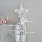 睡衣纯欲蕾丝家居服 少女感碎花吊带短裤 Roseberrrry甜梦 甜美法式