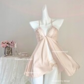 刺绣高级精致纯欲性感睡裙套装 温柔系法式 你 Roseberrrry阳光下