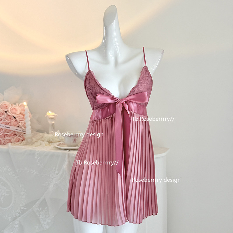Roseberrrry蜜桃蛋糕 纯欲性感蕾丝网纱吊带睡裙少女蝴蝶结百褶裙,女士内衣/男士内衣/家居服,睡裙,淘宝优惠券,粉丝福利购,淘宝优惠卷
