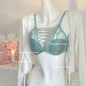 Roseberrrry薄荷糖 心机叠穿 性感交叉绑带纯欲蕾丝内衣文胸套装