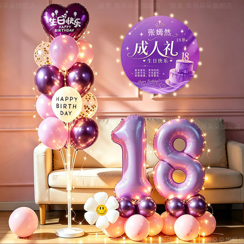 18岁生日装饰场景布置成人礼男孩女孩高级氛围快乐仪式感派对气球