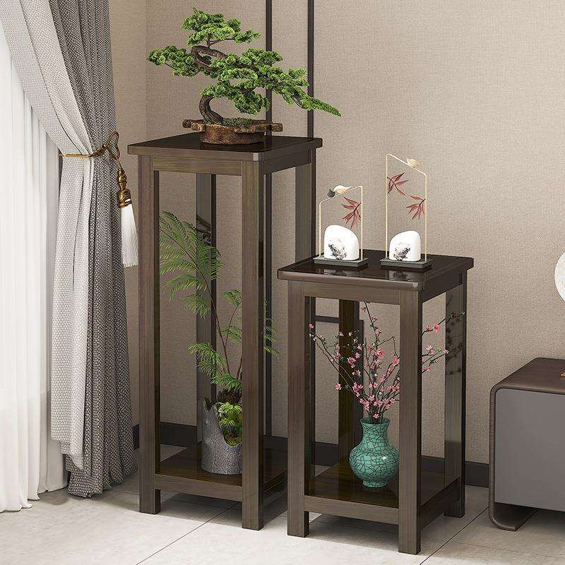 花架子新中式客厅落地式置物架室内花盆架盆景架仿古多