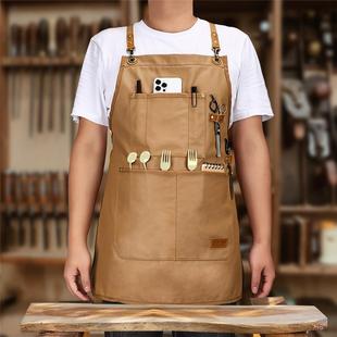 跨境加厚防水制服呢围裙可印logo防油污家用厨房防水工作围裙