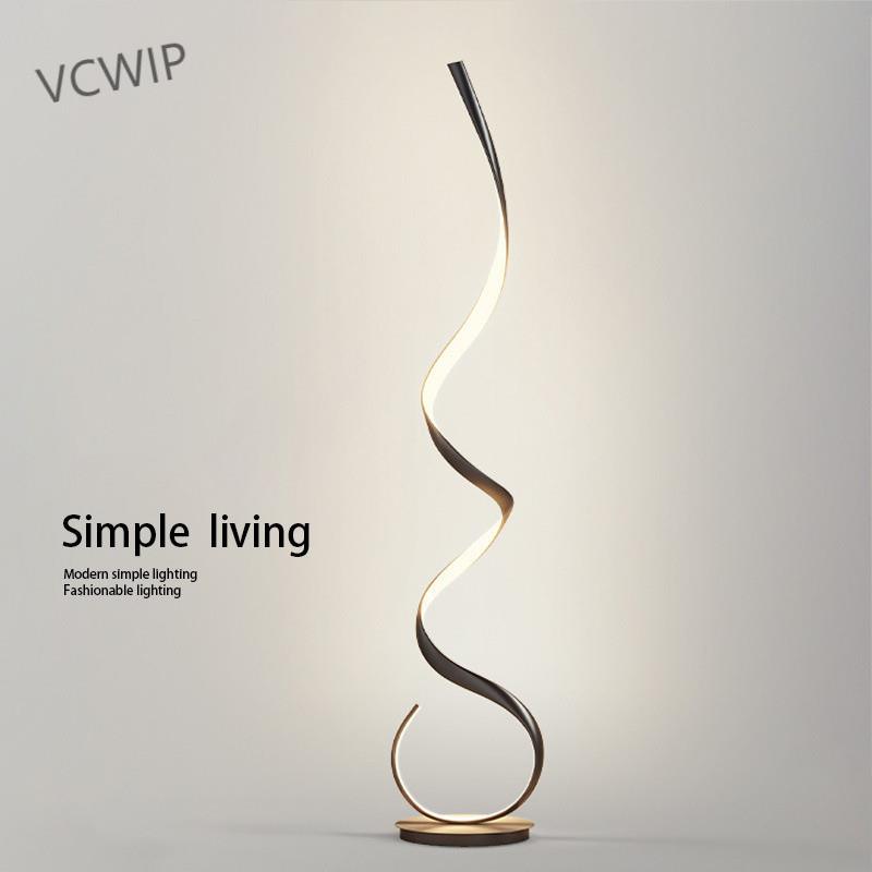 z1y落地灯轻奢立体式北欧客厅沙发旁边网红墙角波浪氛围线条灯全