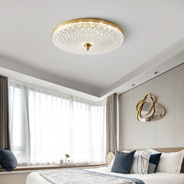 北欧全铜吸顶灯圆款卧室灯现代简约客厅灯餐厅厨卫过道中山灯具