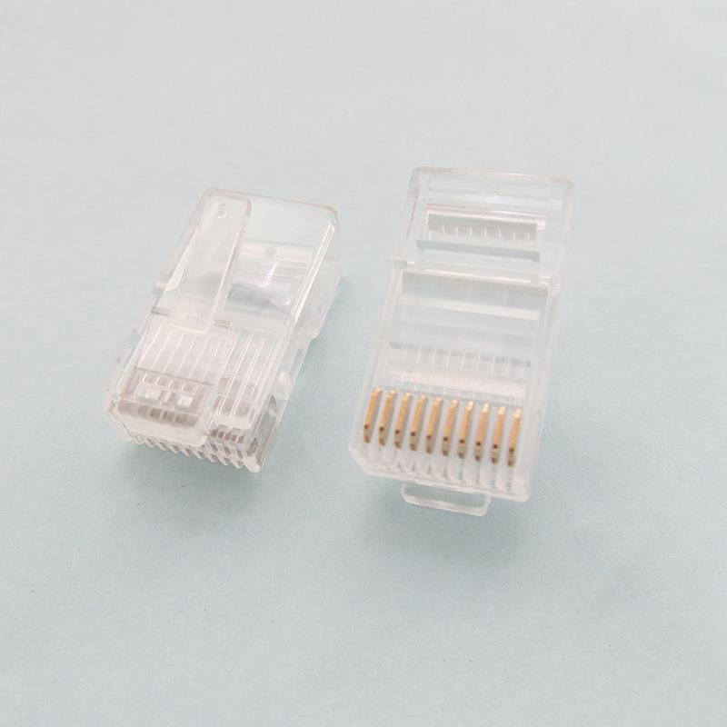 工厂直供现货供应网线10P10C水晶头10芯镀金非屏蔽水晶头RJ11