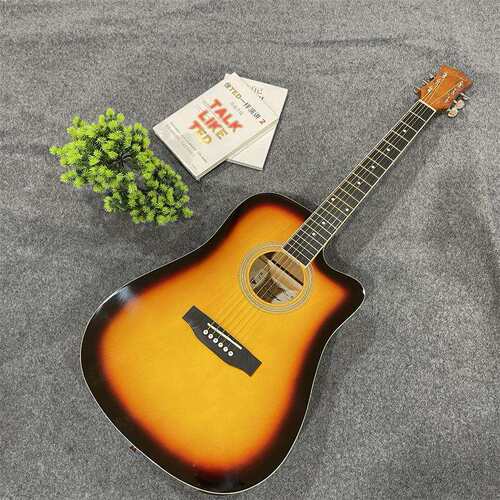 41寸电箱民谣吉他日落色亮光初学吉他安装EQGuitar