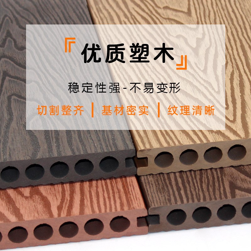 塑木地板户外露台l二代共挤木塑地板室外塑料防腐木地板庭院地安