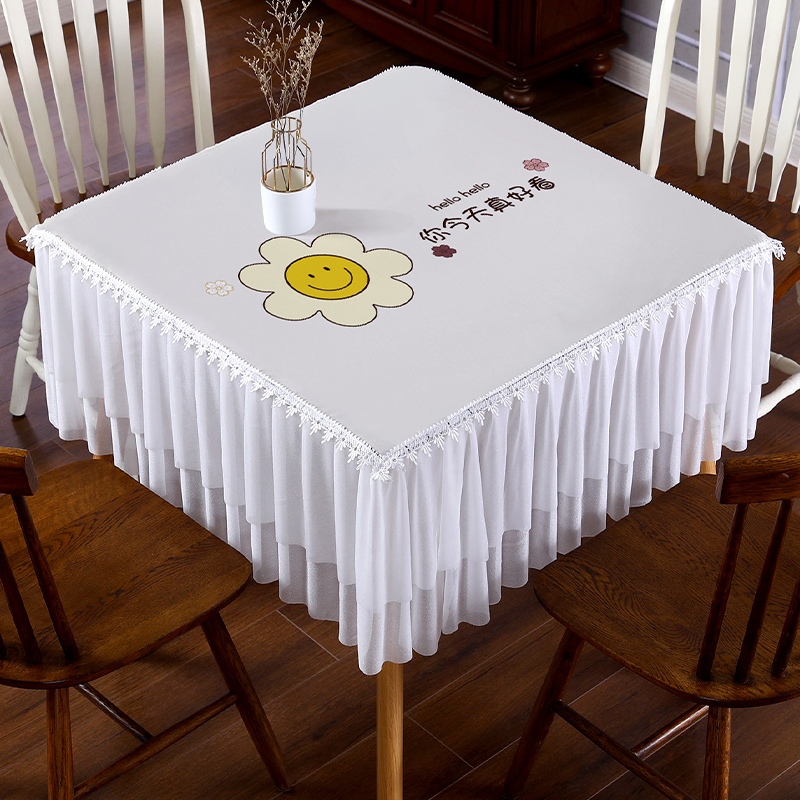 正方形桌布方桌布防水耐磨防烫茶几桌布现代蕾丝麻将桌盖布巾