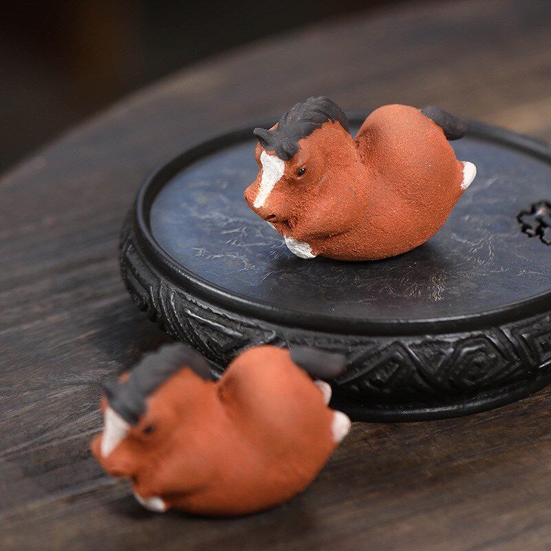 紫砂茶宠十二生肖马唐马手工倒翁养茶玩家居装饰小飞马