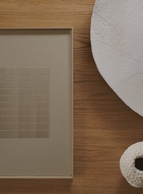 E pinting手绘油画 《新约C》侘寂风样板间玄关卧室肌理画设计师