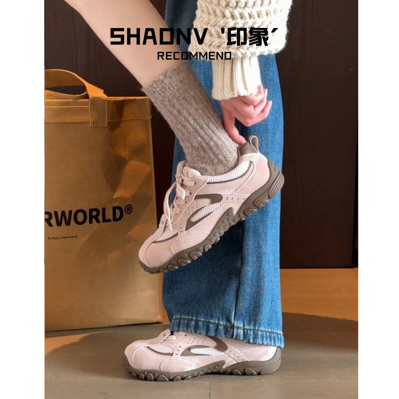 2026新款春季绒面复古厚底德训鞋女款透气阿甘鞋防滑休闲运动鞋子