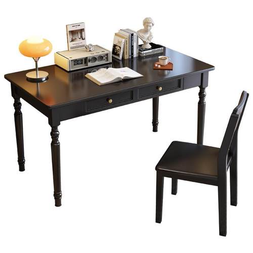 实木写字台小户型轻奢法式复古美式客厅阳台卧室书房简易书桌家用