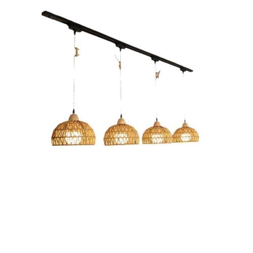 日式藤艺吊线可移动导轨灯复古民宿餐厅灯补光商店吧台橱窗轨道灯