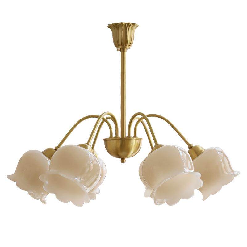 贝可奶油法式铃兰花朵吊灯复古轻奢美式客厅餐厅卧室全铜灯具,家装灯饰光源,智能吊灯,淘宝优惠券,粉丝福利购,淘宝优惠卷