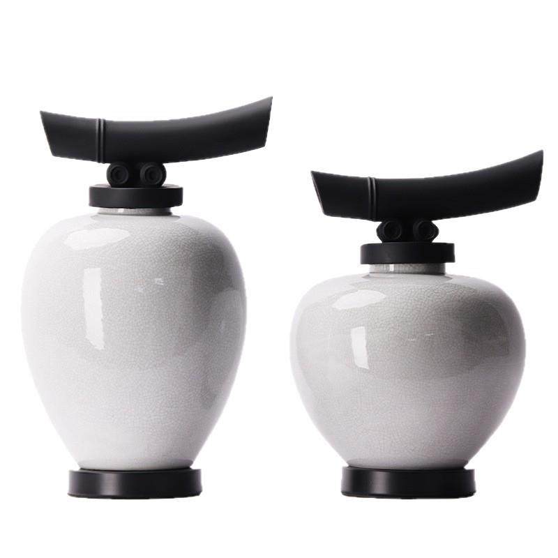 宋氏美学新中式现代陶瓷冰裂纹盖罐储物罐花瓶插花样板房花器摆件,橡塑材料及制品,工业陶瓷,淘宝优惠券,粉丝福利购,淘宝优惠卷