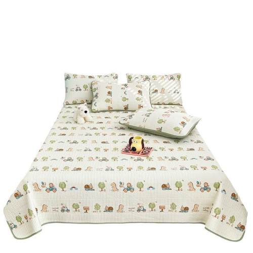 ins风双面全棉绗缝夹棉床盖防滑床单四季可用榻榻米可机洗炕盖垫