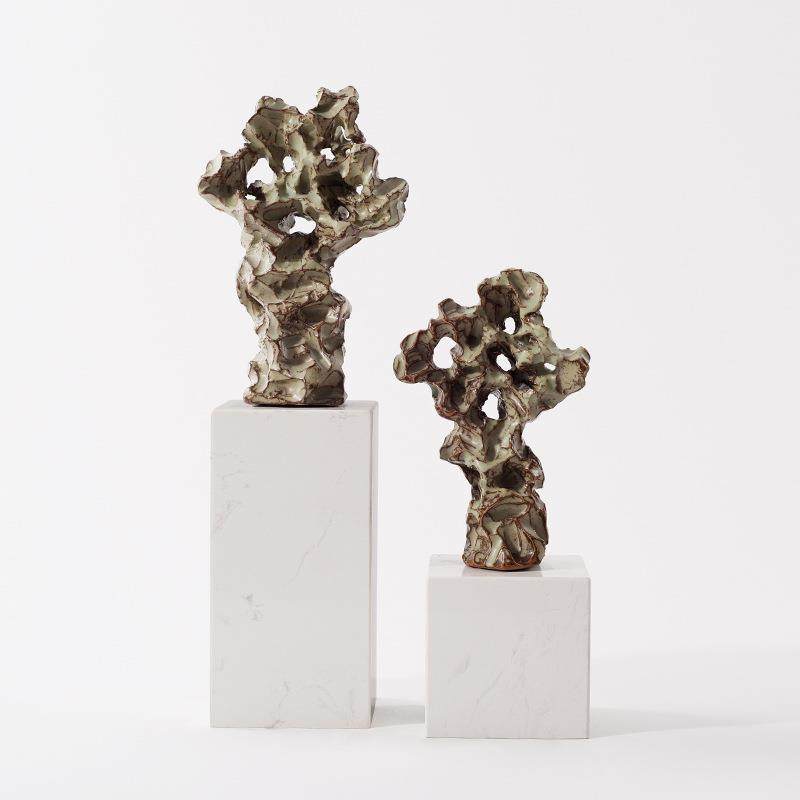 新中式陶瓷太湖石头摆件靠山石大理石底座禅意玄关样板房软装饰品,橡塑材料及制品,工业陶瓷,淘宝优惠券,粉丝福利购,淘宝优惠卷