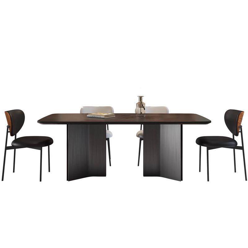 轻方奢简岩板餐桌小型家用长形桌子饭桌餐户极桌椅子一套高级感