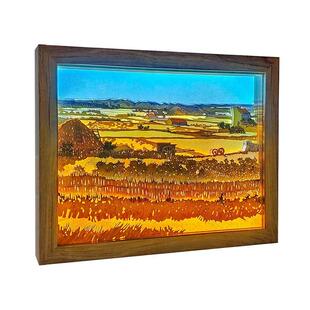 高丰收麦制田3d立体梵光影纸雕灯定纸灯画创意礼剪品夜灯台94944