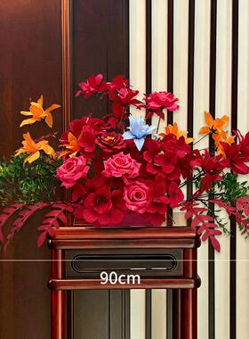 结婚婚房布置浪漫仿真花束婚庆装饰绢花桌面氛围感客厅床头柜摆件