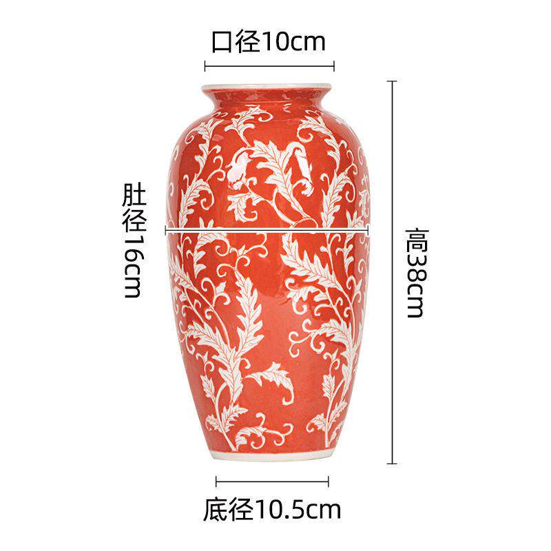 家居“繁花似锦”红色手绘大萝卜花新年礼物陶瓷花可水培