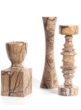 代侘意式极简大房理石烛台组合现摆件茶室BNO书桌面家居寂装饰品