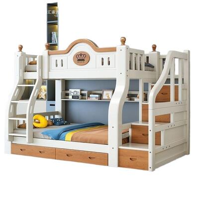 ILP实木双层床超大储物多儿床二层子童母户童型高低儿木床小两层